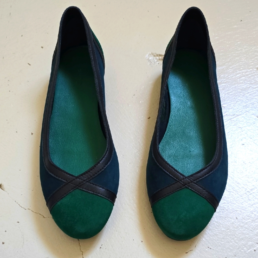 Arche Made In France Size 39 Women's Flats Colorblock Green Blue Black Ballerina
